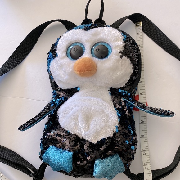 TY Waddles Flippable sequins kids Penguin backpack with adjustable straps - Picture 7 of 9